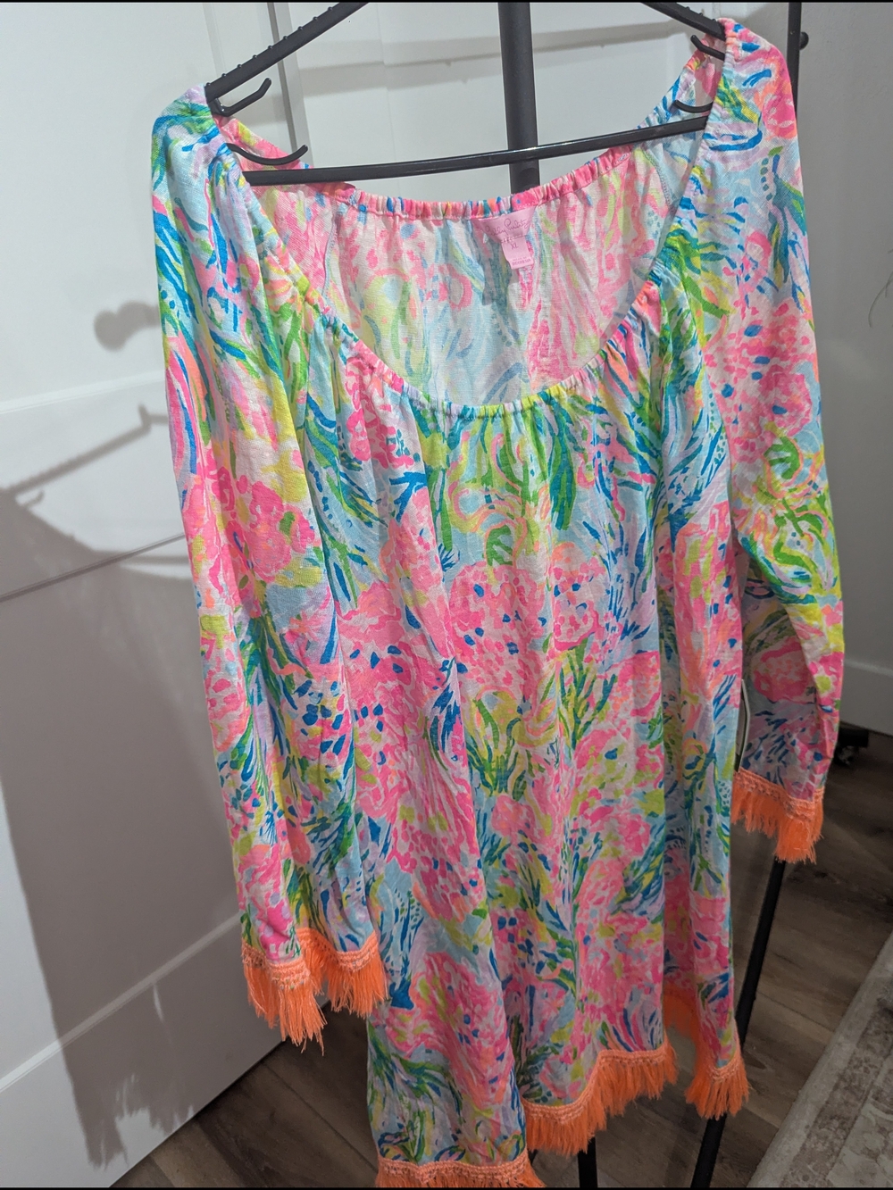 Lilly Pulitzer Pink Blue Green Floral Off-Shoulder Top